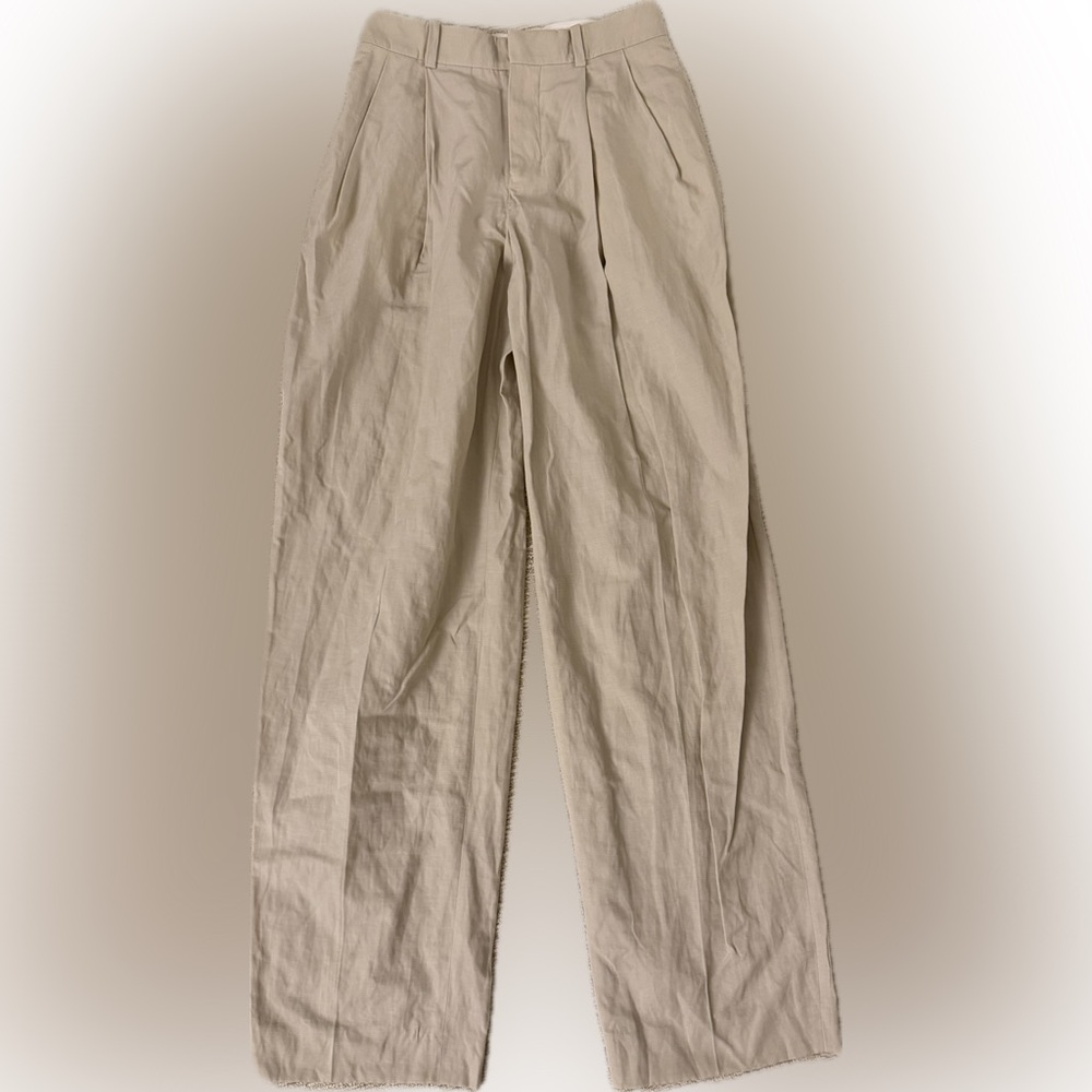 JACQUEMUS La Croisière Beige High-Waist Wide Leg Trousers FR 34